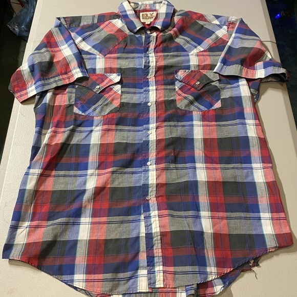 Ely Cattleman Other - Vintage Ely Cattleman Pearl Snap Short Sleeve Button Shirt Men's Large L FLAWS